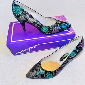 VTG Impo  Snakeskin Heels “Stormy Sea” - Women’s 8.5 W/ Box